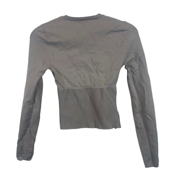 BABATON ARITZIA Sculpt Knit Empire Long Sleeve Corset Top Gray Size Small - Picture 2 of 8